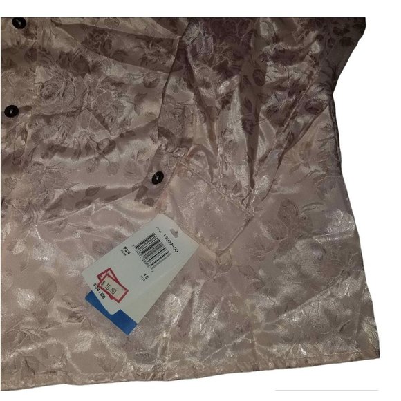 VTG NWT NOTATIONS Women's Size 16 Silk Pink Floral Button Down Long Sleeve - Picture 3 of 5